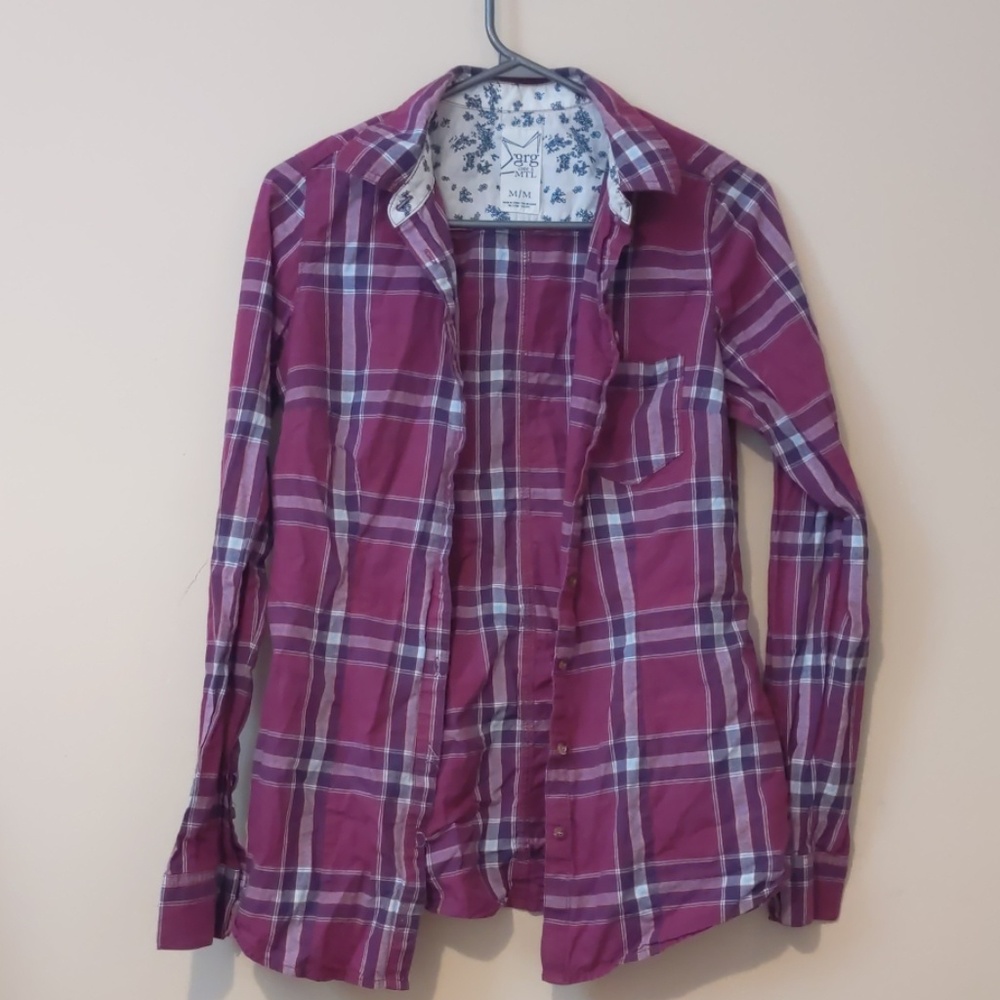 Magenta plaid shirt